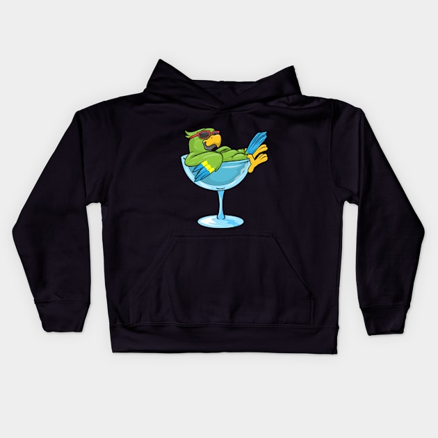 Parrot with Sunglasses and Glass Kids Hoodie by Markus Schnabel